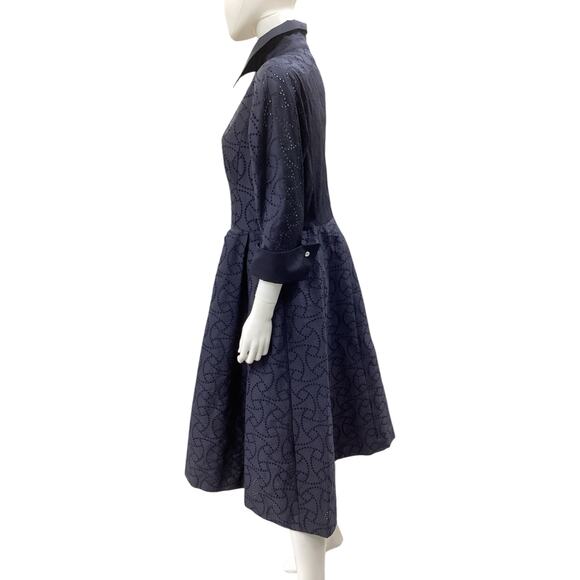 Teri Jon By Rickie Freeman Dress Women’s SZ12 Eyelet Well Structured Button Down - Picture 3 of 6